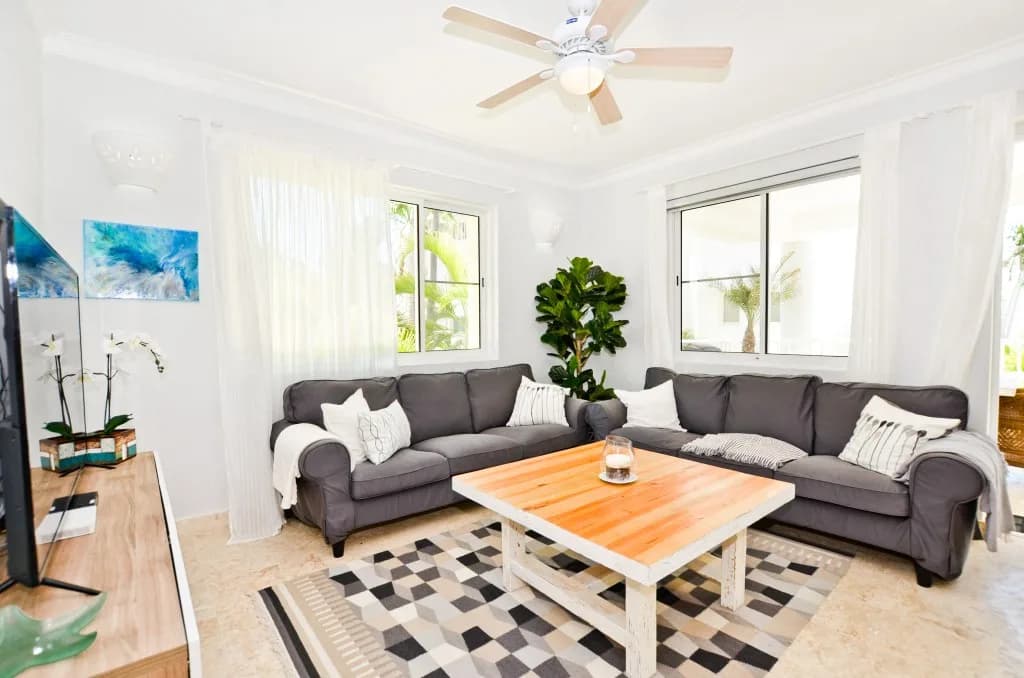 Corner living room at Playa Turquesa D204